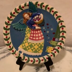 Vintage Jim Shore Heartwood Creek SPRING Angel 3D Relief Folk Art Plate